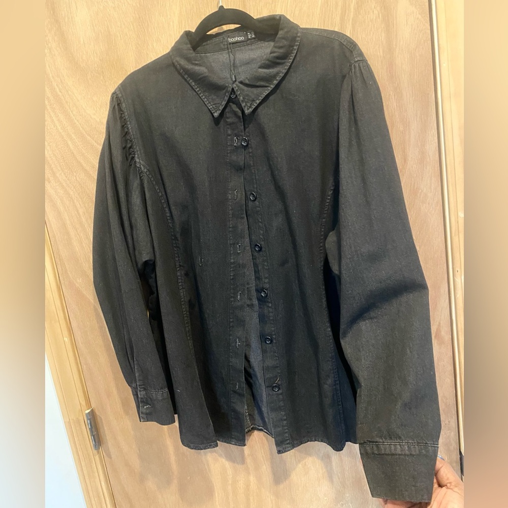 Boohoo Charcoal Button-Up Shirt